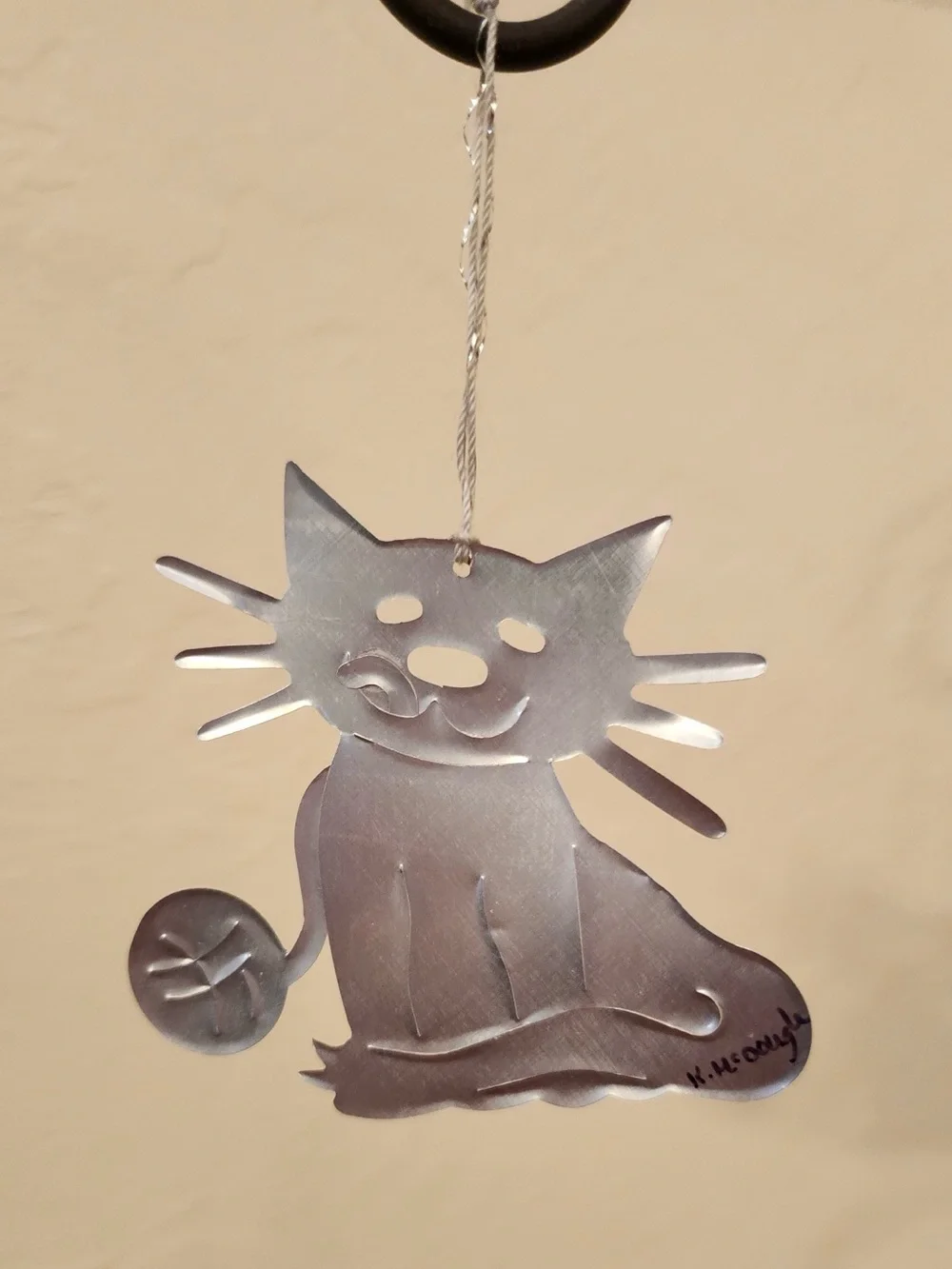 Vintage Coca-Cola Upcycled Soda Can Cat Ornament - Handmade Recycled Aluminum